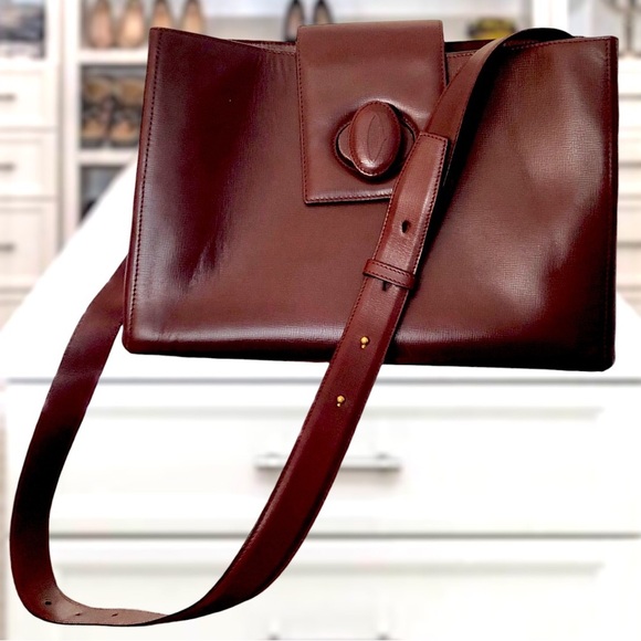 Must De Cartier Turn Lock Shoulder Leather Bag Gold Hardware W / COA Multi-HP - Picture 4 of 15